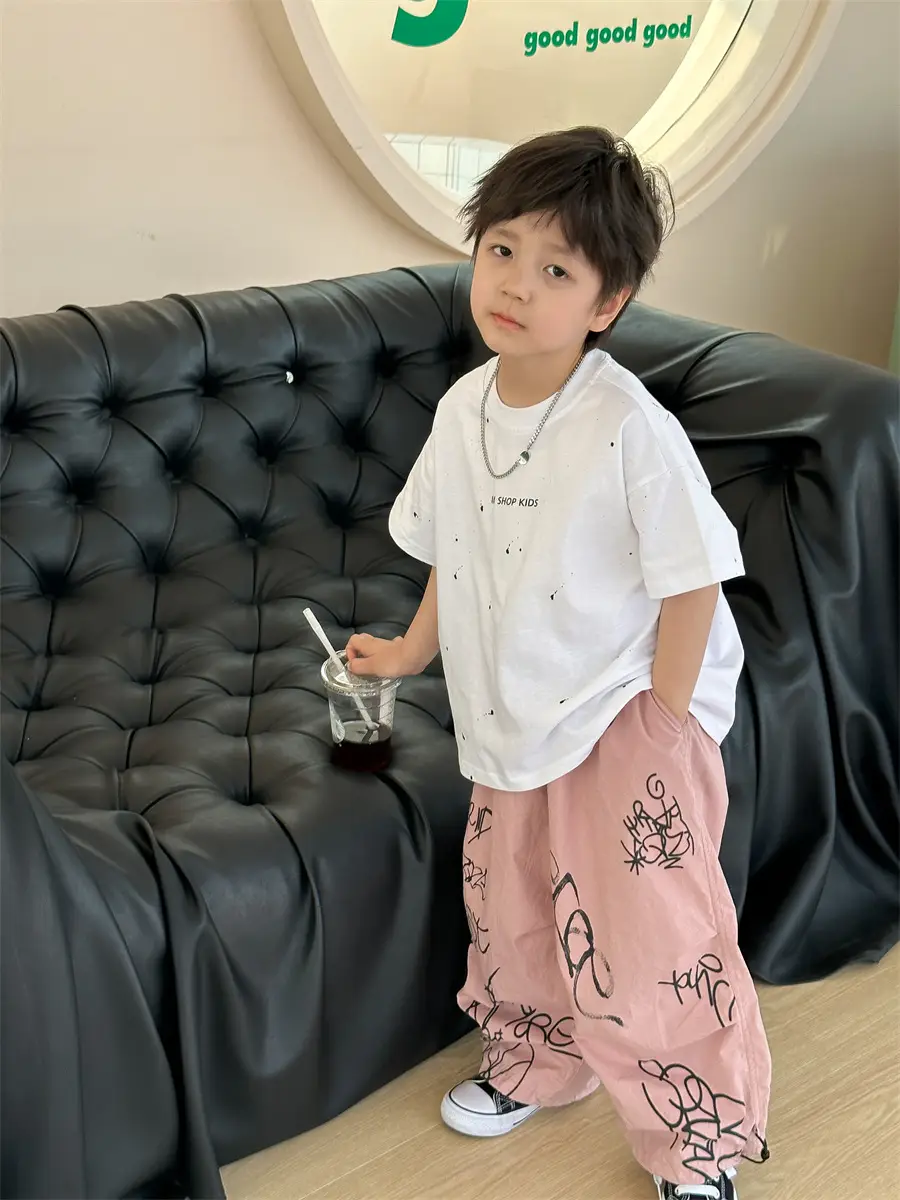 Boys Cotton Summer T-Shirt Pink Pants 2025 New — feature 5