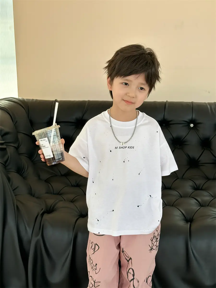 Boys Cotton Summer T-Shirt Pink Pants 2025 New — feature 9