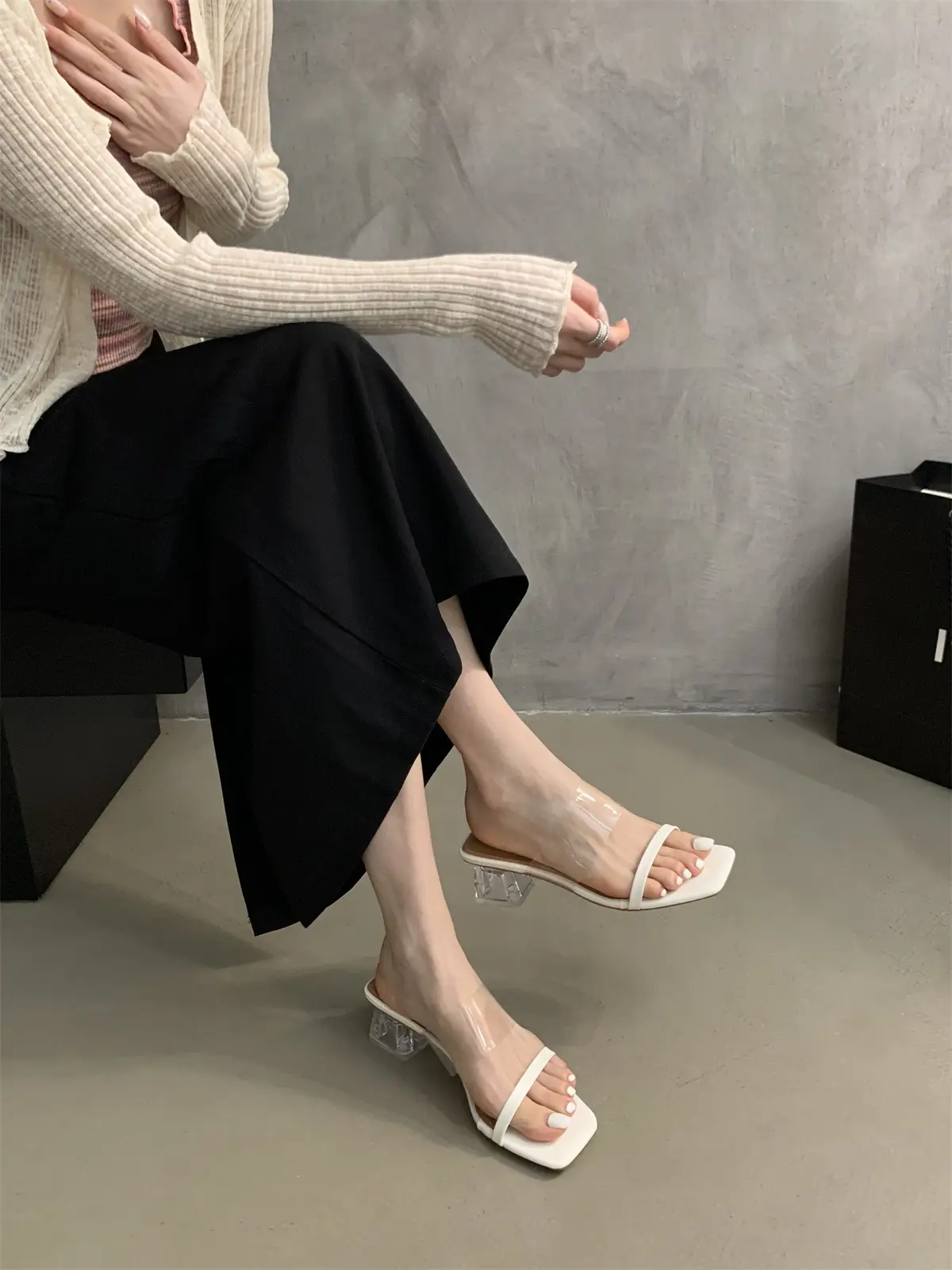 Crystal White Heel Slippers Women Summer Wear 2023 — feature 12