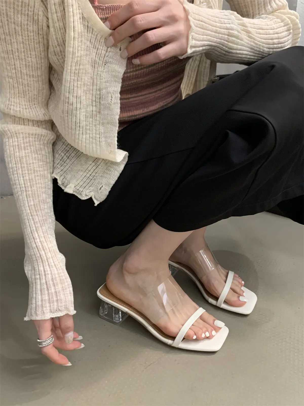 Crystal White Heel Slippers Women Summer Wear 2023 — feature 9