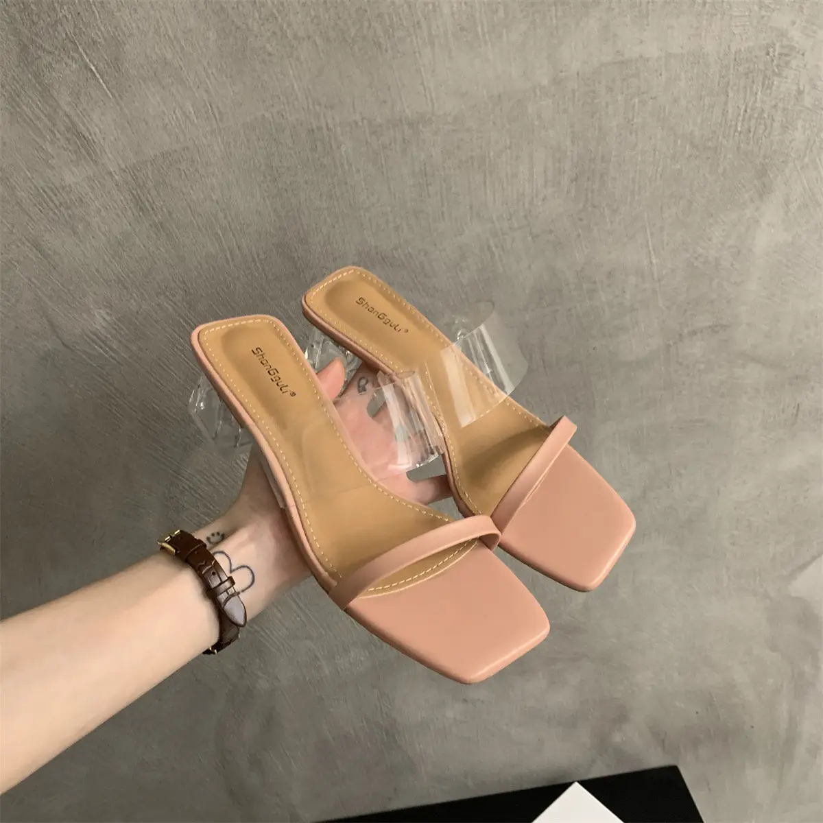 Crystal White Heel Slippers Women Summer Wear 2023 - Image 2