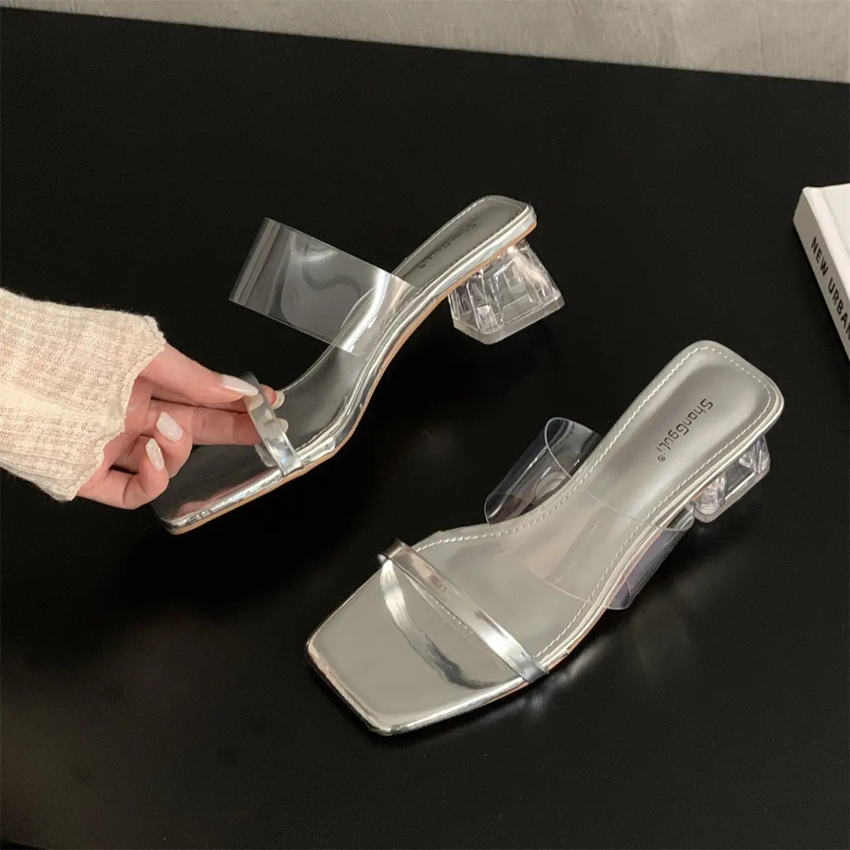 Crystal White Heel Slippers Women Summer Wear 2023 - Image 3