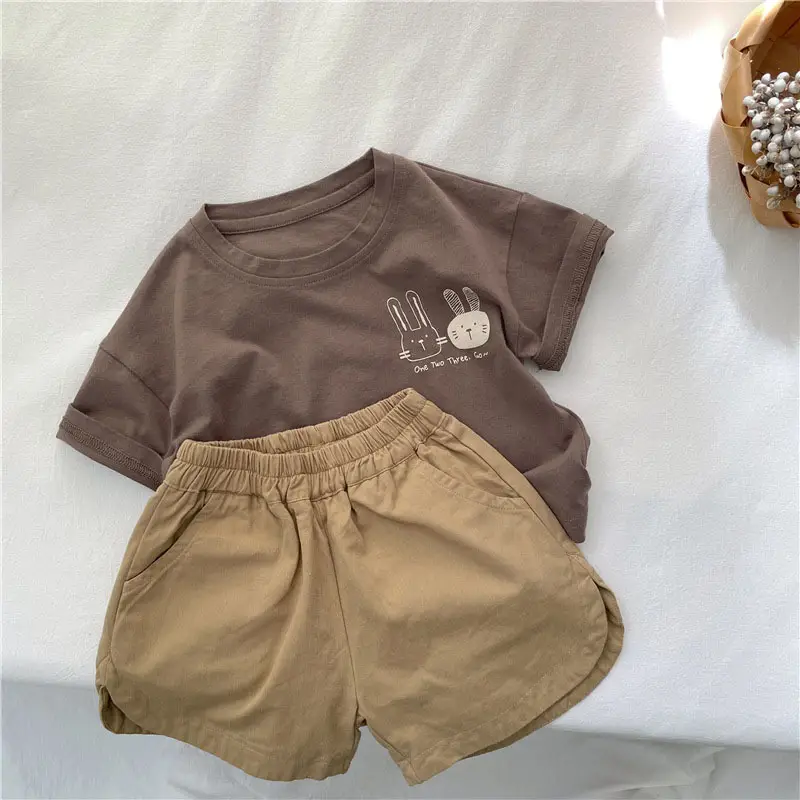 Kids Cotton Short Sleeve T-Shirt with Rabbit Print — feature 13