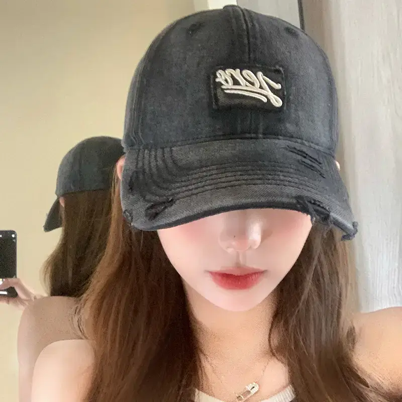 Women Denim Baseball Cap Summer Sunshade Big Head - Image 7