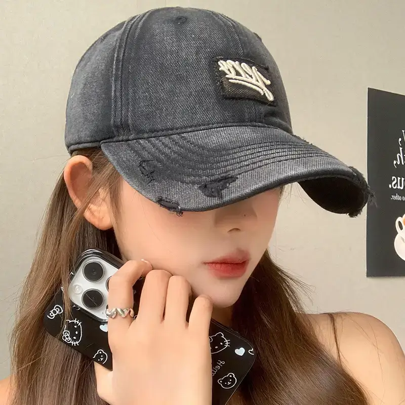 Women Denim Baseball Cap Summer Sunshade Big Head - Image 8