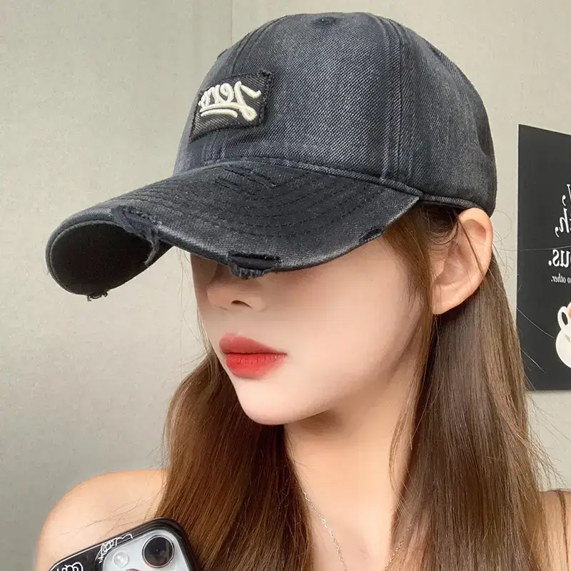 Women Denim Baseball Cap Summer Sunshade Big Head - Image 9