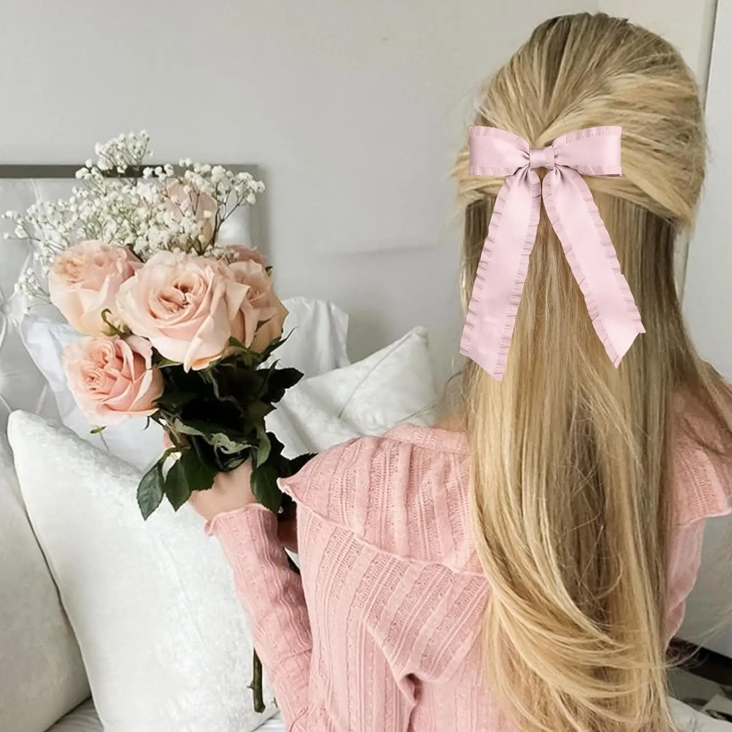 Pink Bow Ribbon Hairpin Cross-border Women's All-match Hair Accessories Sweet Clothing — feature 3