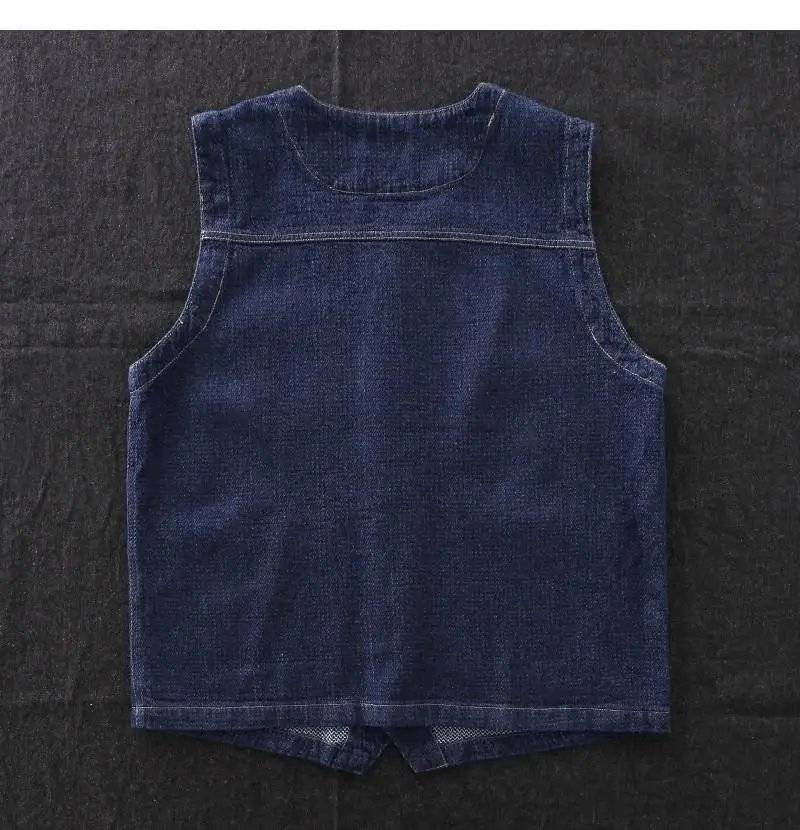 Classic Denim V-Neck Vest for Men Dark Blue — feature 8