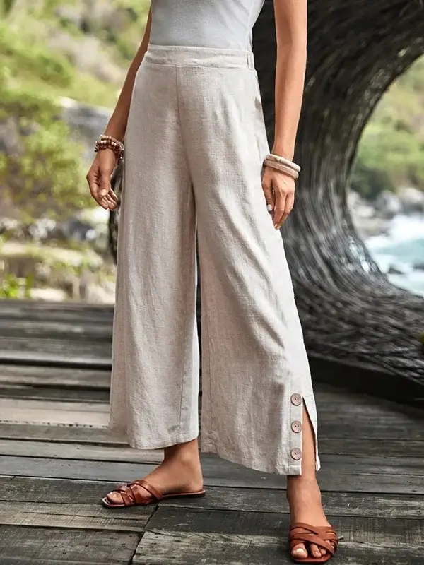 Women Cotton Linen Nine Point Pants Loose Casual 2024 — feature 1
