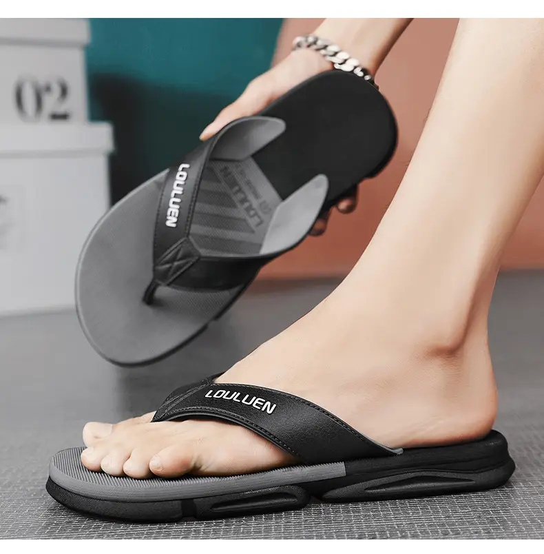 2024 Summer Flip Flops Men's Flip Flops Casual Trendy Non-Slip Personalized Color Matching Fashion Outerwear Sandals for Men — feature 10