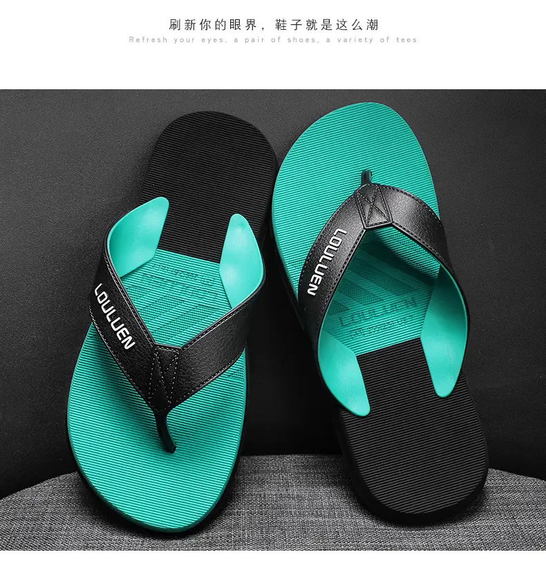 2024 Summer Flip Flops Men's Flip Flops Casual Trendy Non-Slip Personalized Color Matching Fashion Outerwear Sandals for Men — feature 13