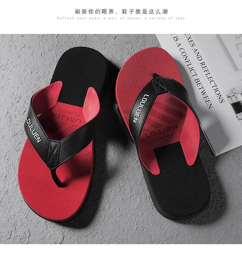 2024 Summer Flip Flops Men's Flip Flops Casual Trendy Non-Slip Personalized Color Matching Fashion Outerwear Sandals for Men — feature 15