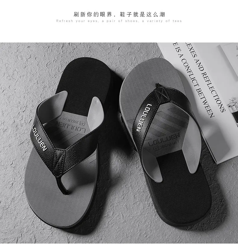 2024 Summer Flip Flops Men's Flip Flops Casual Trendy Non-Slip Personalized Color Matching Fashion Outerwear Sandals for Men — feature 17