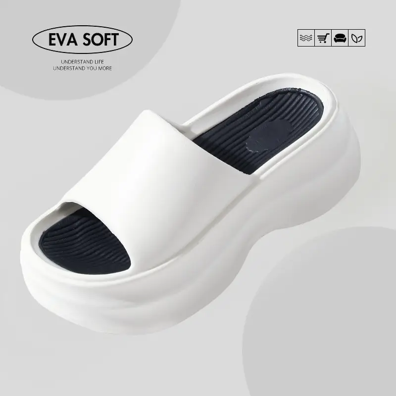 Women EVA White Thick Slippers Lightweight Non-Slip - Image 2