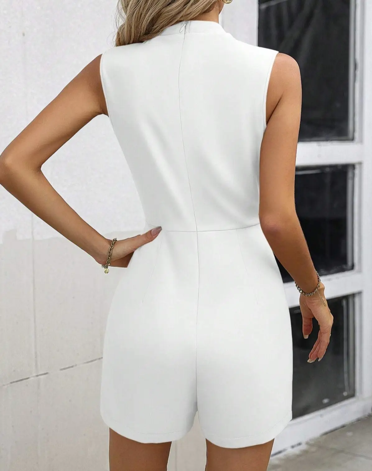Light Blue Sleeveless Crossbody Dress with Collar — feature 5