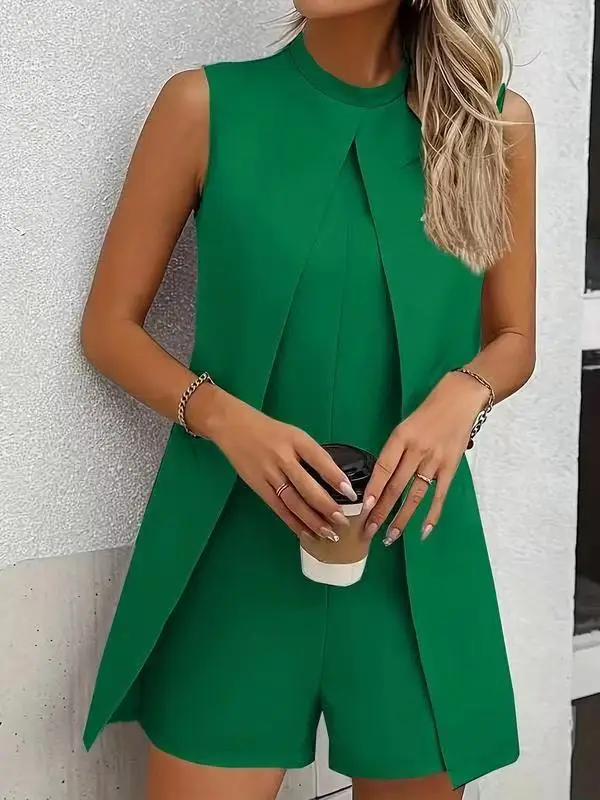 Light Blue Sleeveless Crossbody Dress with Collar