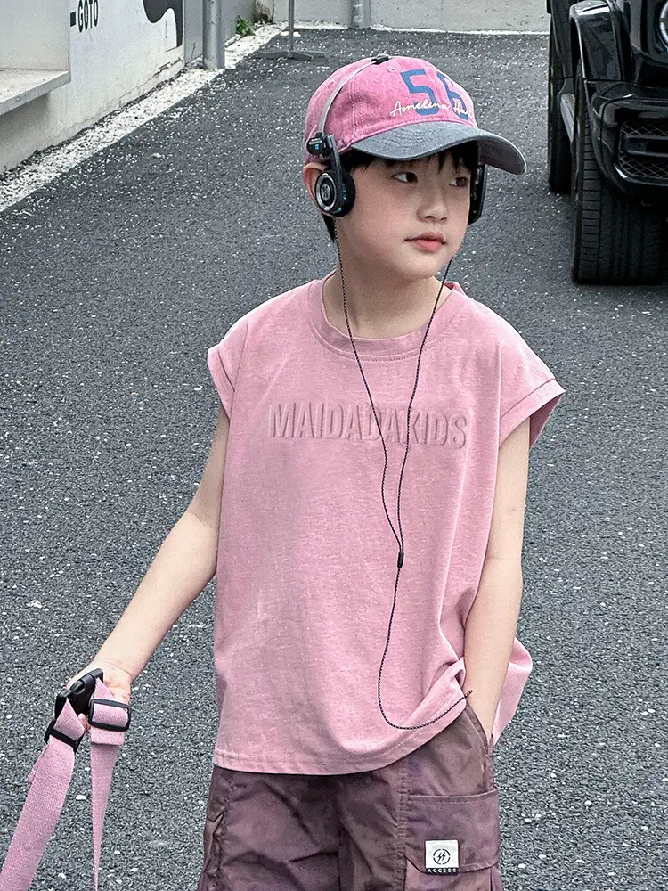 Kids Sleeveless T-Shirt Green Camo Shorts Set - Image 16