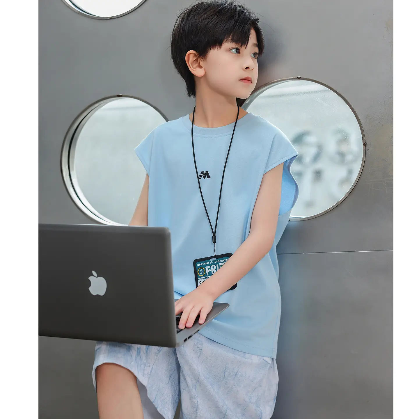Kids Sleeveless T-Shirt Green Camo Shorts Set - Image 5