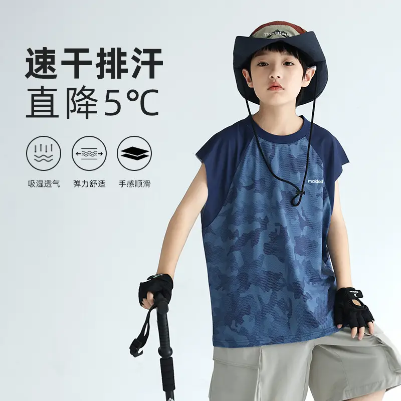 Kids Sleeveless T-Shirt Green Camo Shorts Set - Image 9