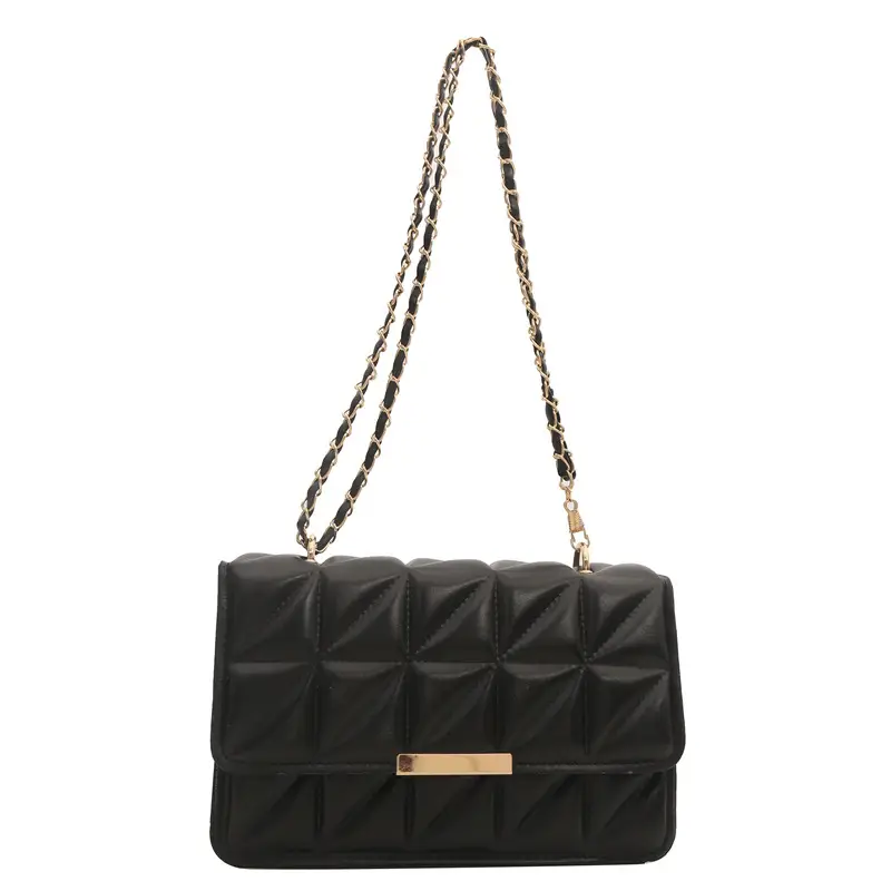 Black Quilted Shoulder Crossbody Bag for Women