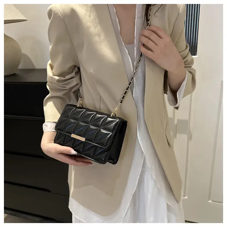 Black Quilted Shoulder Crossbody Bag for Women — feature 20