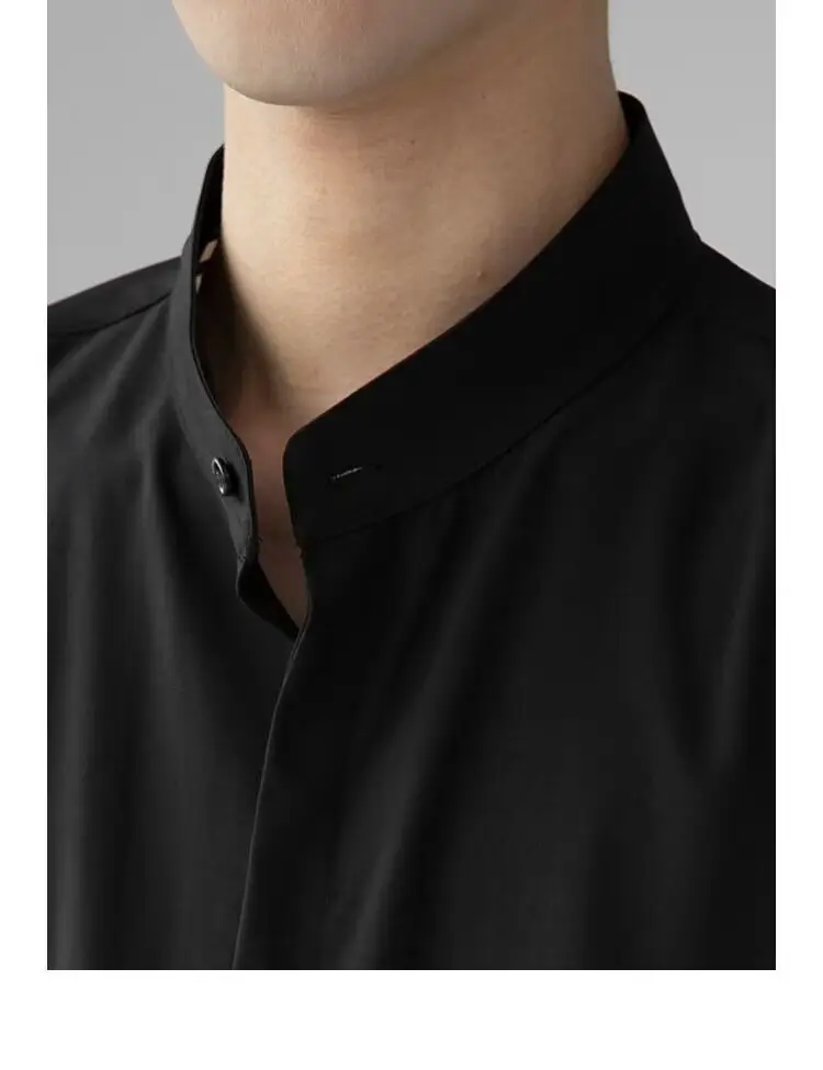 Men's White Collar Shirt with Short Sleeve Ice Silk — feature 12