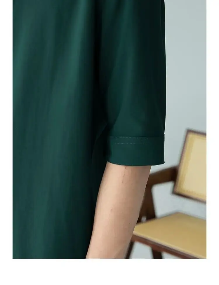 Men's White Collar Shirt with Short Sleeve Ice Silk — feature 26