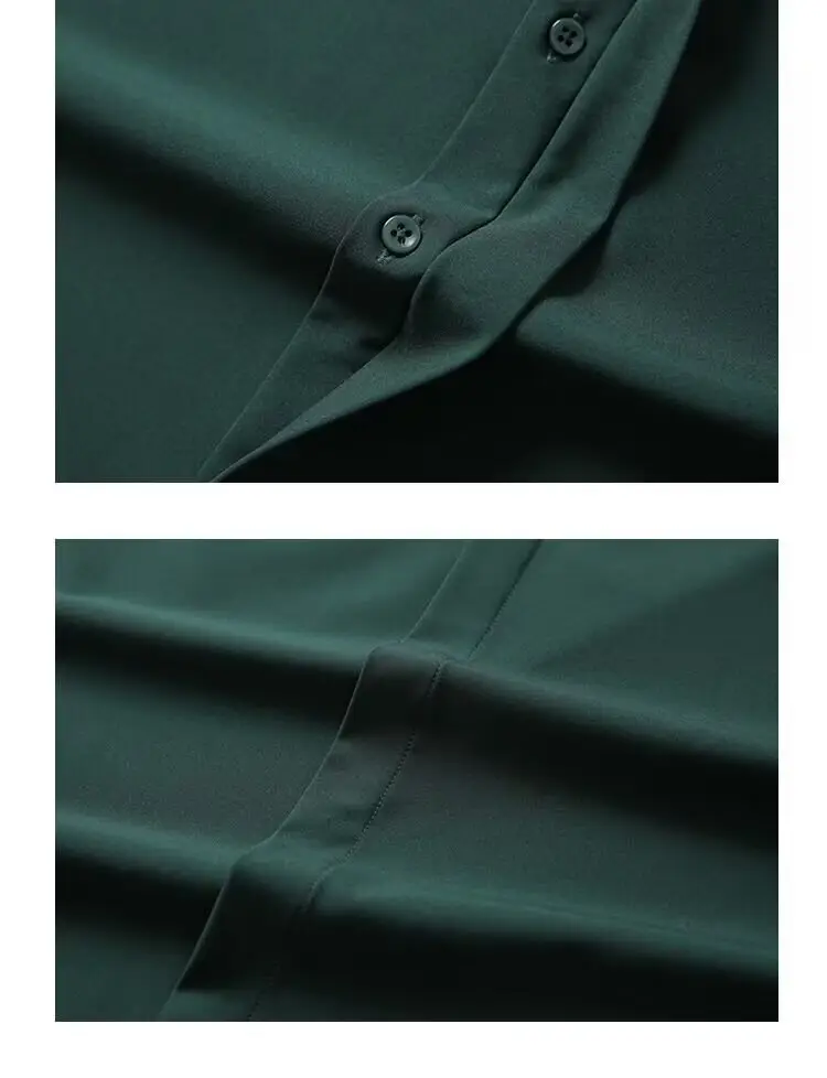 Men's White Collar Shirt with Short Sleeve Ice Silk — feature 27