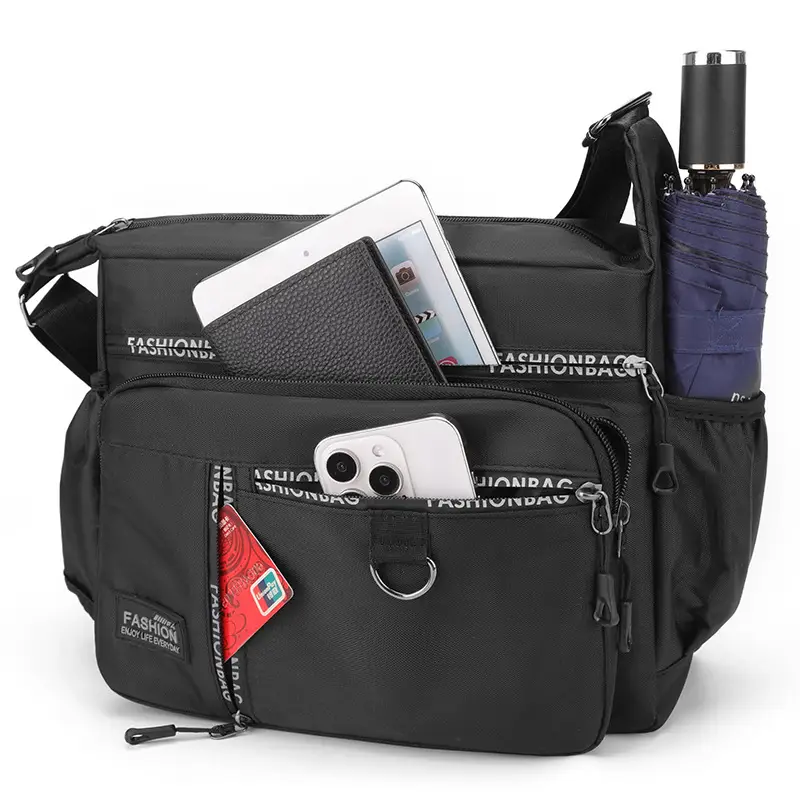 2024 New Men's Black Canvas Crossbody Bag - Image 6