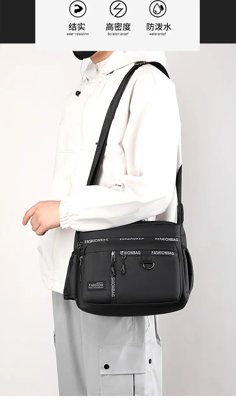 2024 New Men's Black Canvas Crossbody Bag — feature 15