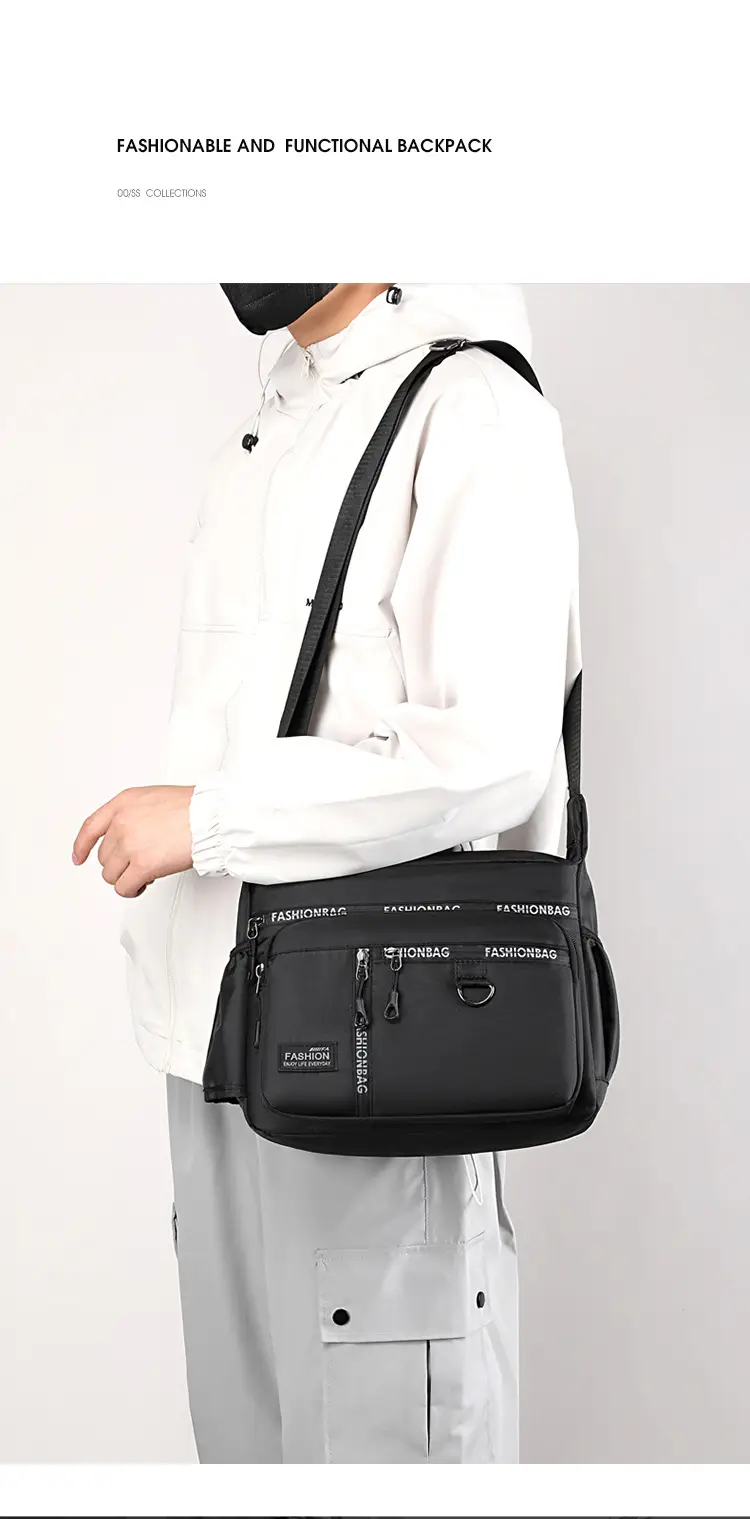 2024 New Men's Black Canvas Crossbody Bag — feature 5