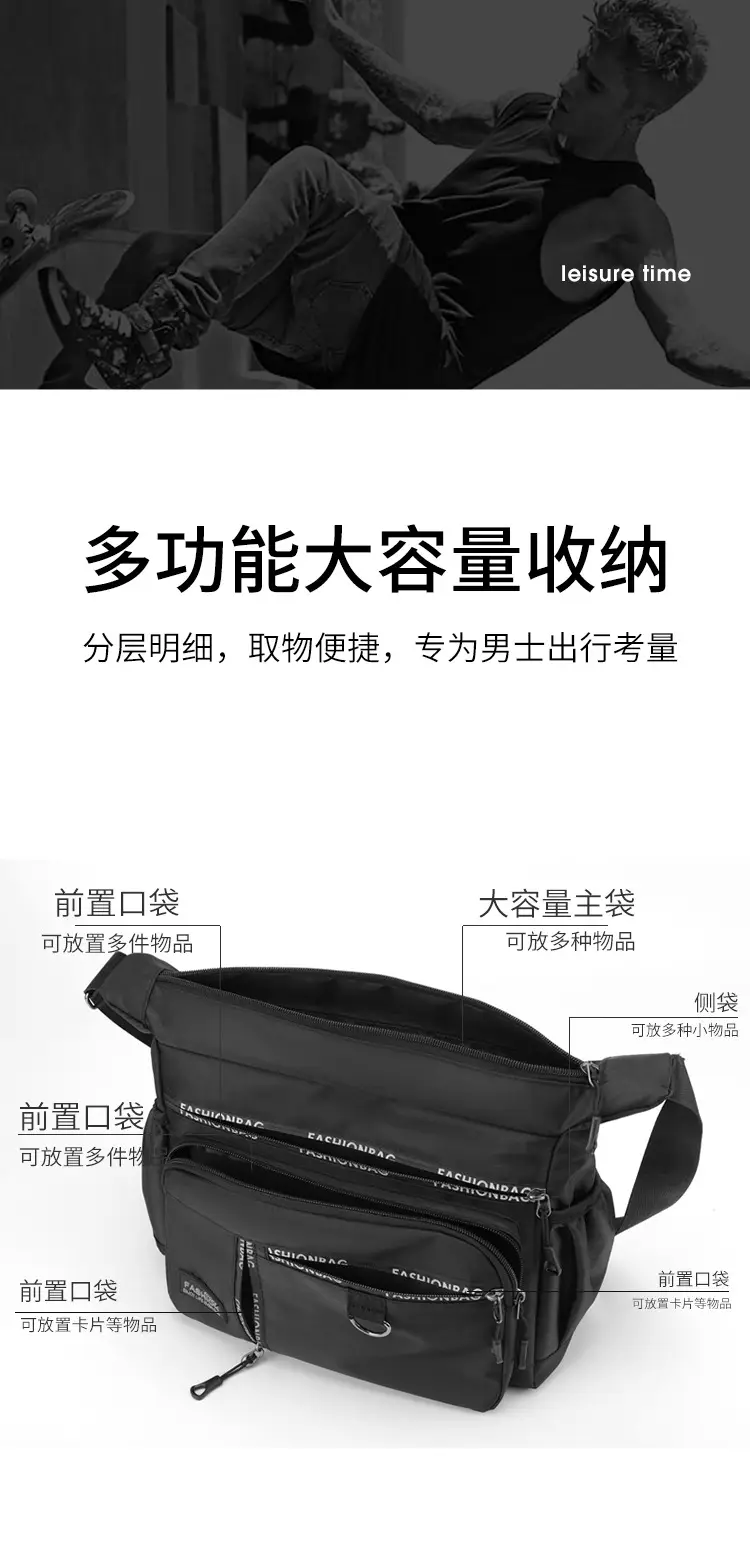 2024 New Men's Black Canvas Crossbody Bag — feature 6