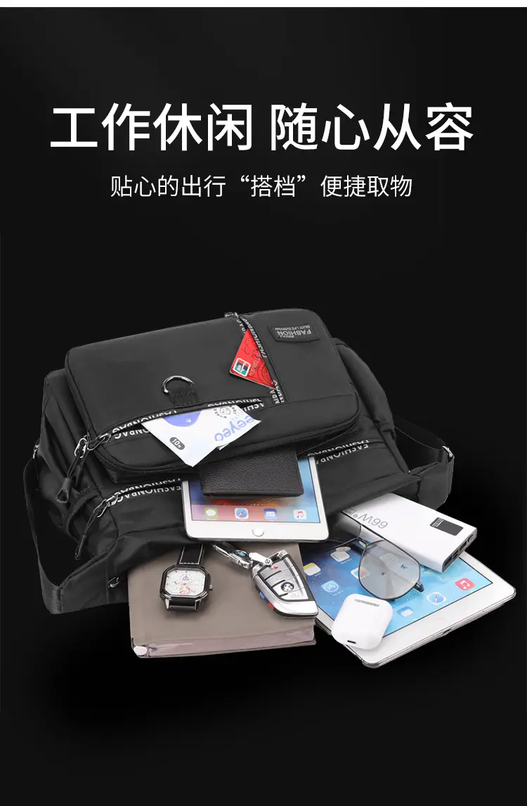 2024 New Men's Black Canvas Crossbody Bag — feature 8