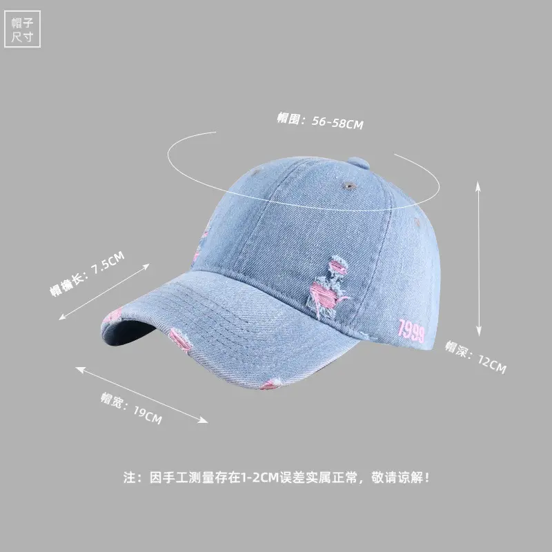 Vintage Denim Baseball Cap Distressed Hole Dressed Duck Cap for Men Women - Image 10