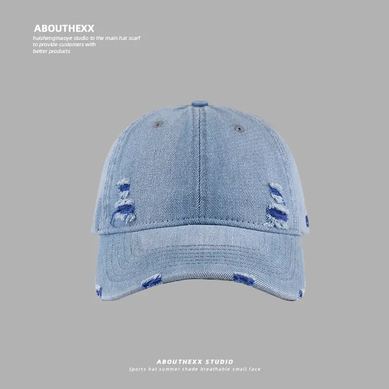 Vintage Denim Baseball Cap Distressed Hole Dressed Duck Cap for Men Women — feature 12