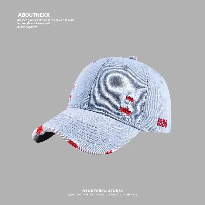 Vintage Denim Baseball Cap Distressed Hole Dressed Duck Cap for Men Women - Image 2