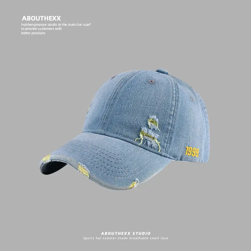 Vintage Denim Baseball Cap Distressed Hole Dressed Duck Cap for Men Women - Image 3