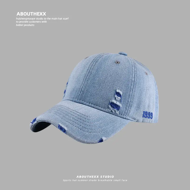 Vintage Denim Baseball Cap Distressed Hole Dressed Duck Cap for Men Women - Image 4