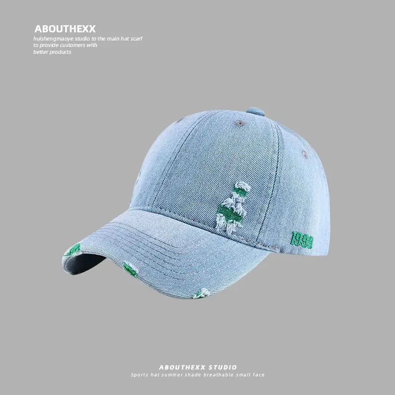 Vintage Denim Baseball Cap Distressed Hole Dressed Duck Cap for Men Women - Image 5