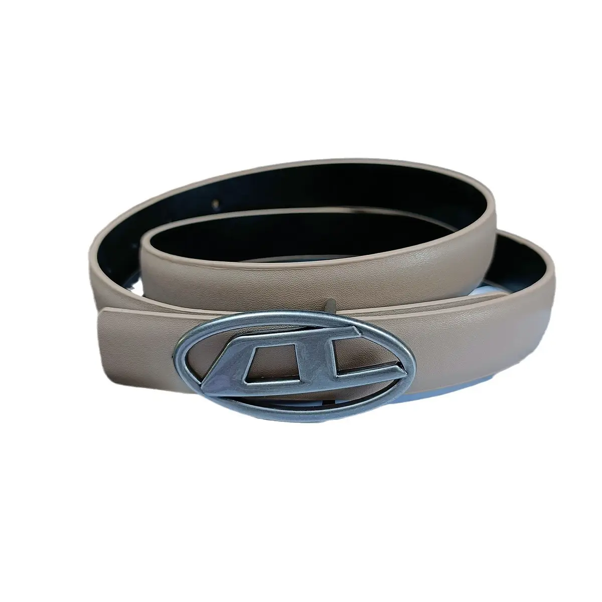White Leather Belt with Logo Buckle for Women - Image 17