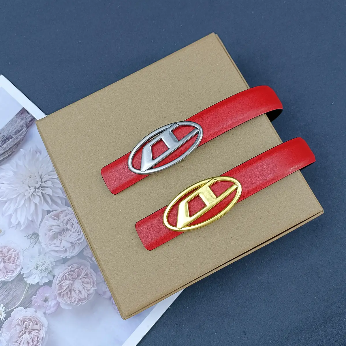 White Leather Belt with Logo Buckle for Women — feature 15