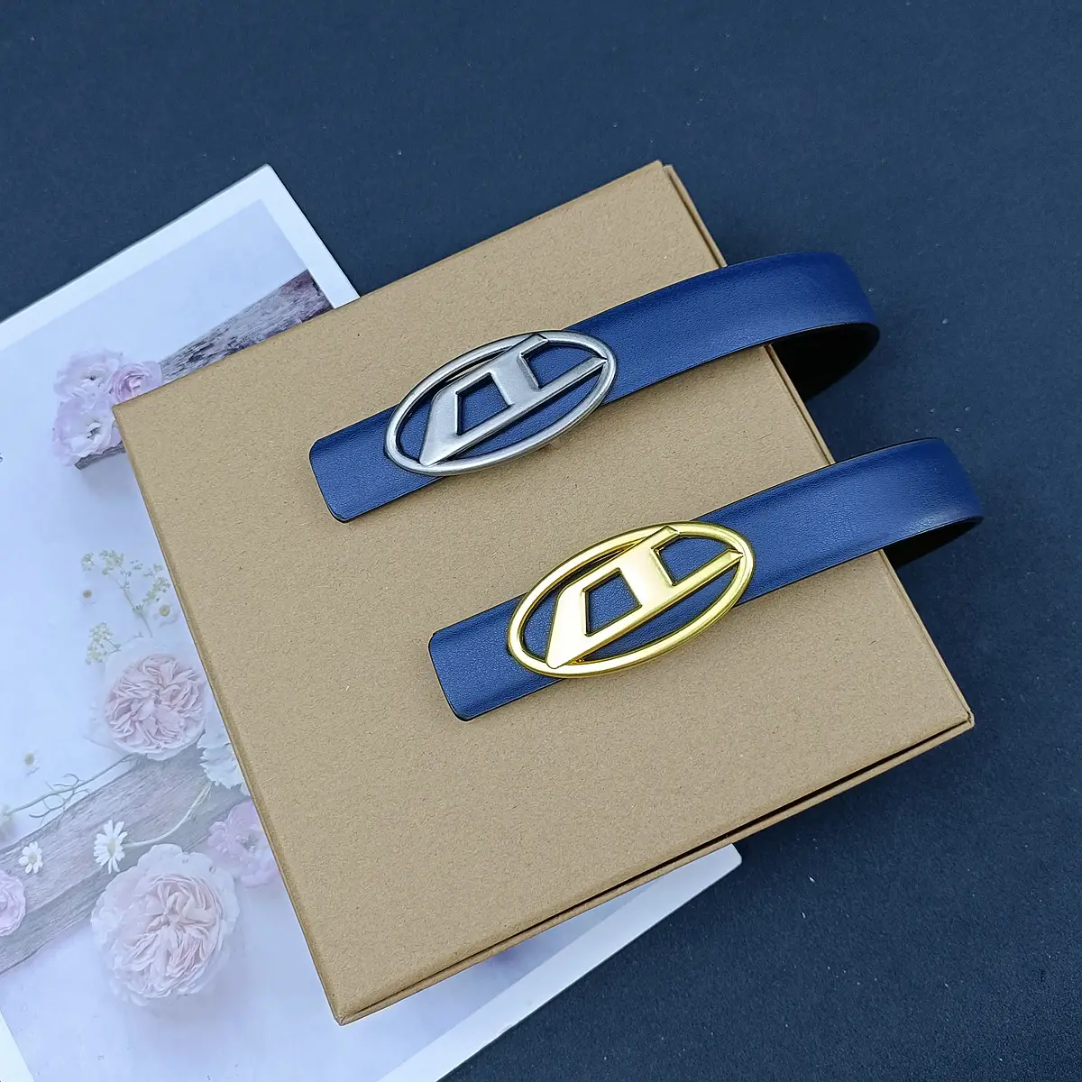 White Leather Belt with Logo Buckle for Women — feature 19