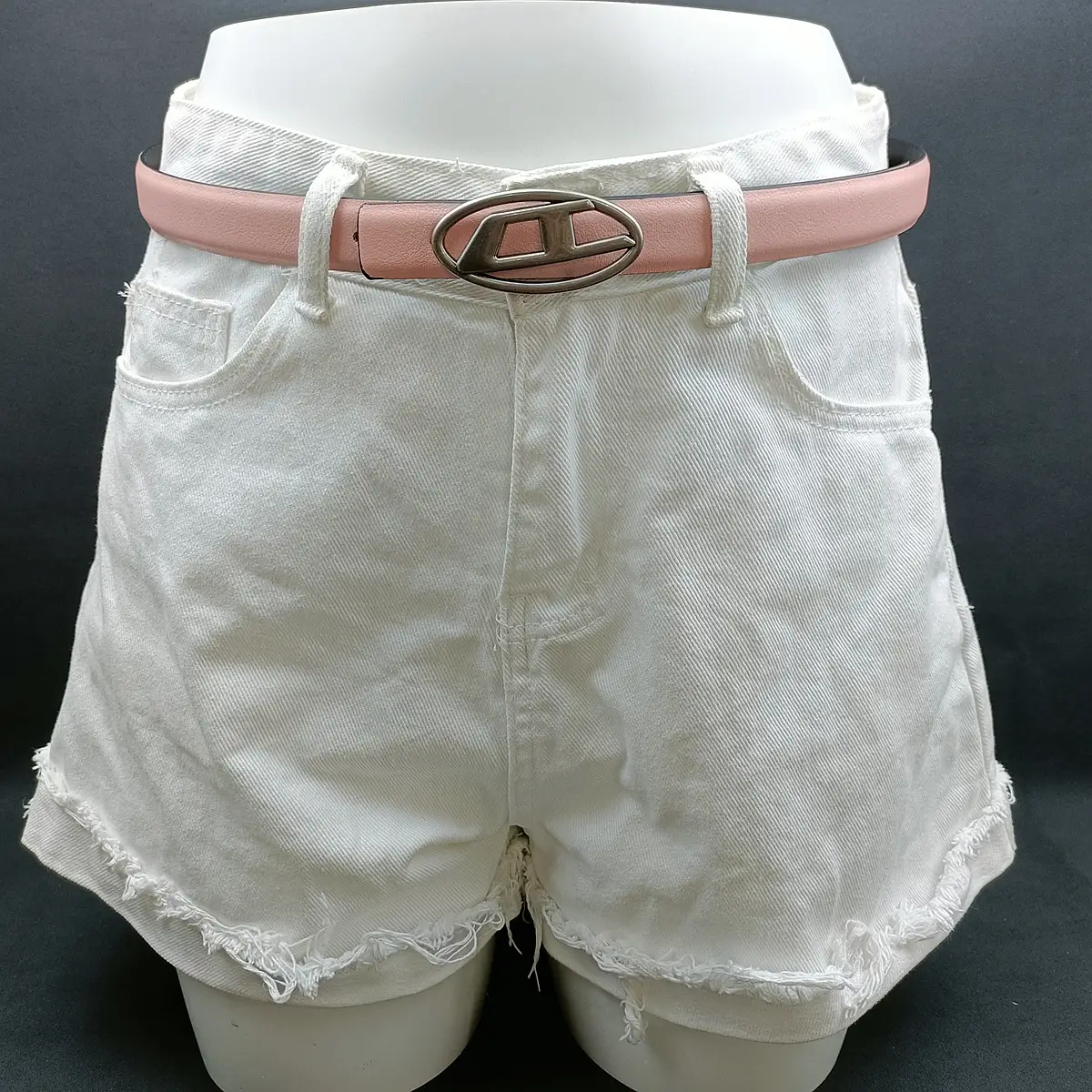 White Leather Belt with Logo Buckle for Women — feature 20