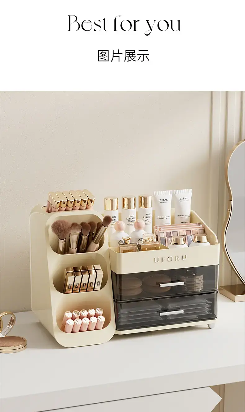 Large Capacity Makeup Storage Box with 3 Drawers — feature 17