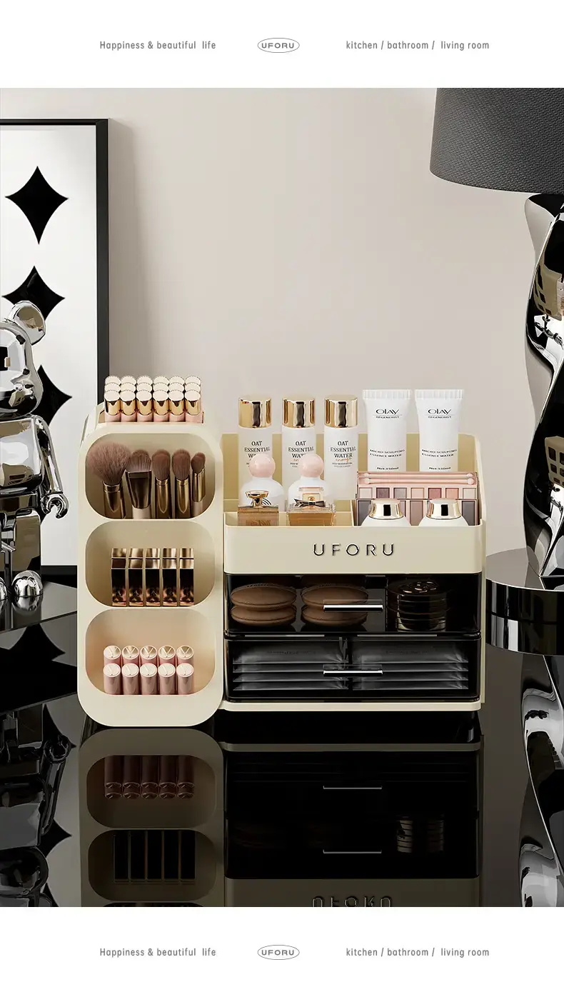 Large Capacity Makeup Storage Box with 3 Drawers — feature 19