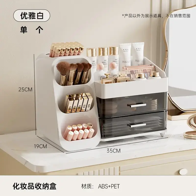 Large Capacity Makeup Storage Box with 3 Drawers - Image 2