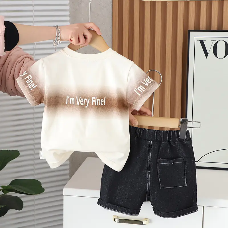 Baby Elephant T-Shirt Shorts Set Summer White Blue Black - Image 6