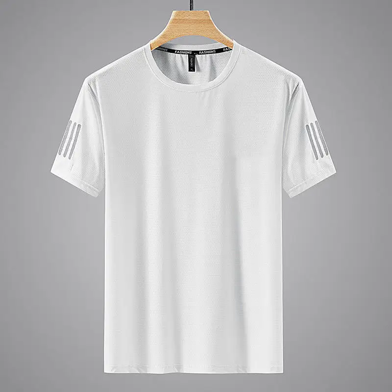 Men Black Ice Silk Crewneck T-Shirt Short Sleeve — feature 1