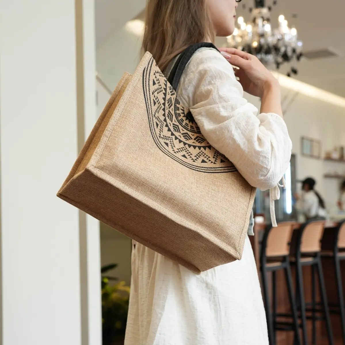 Linen Tote Bag for Women with Elephant Design - Image 15