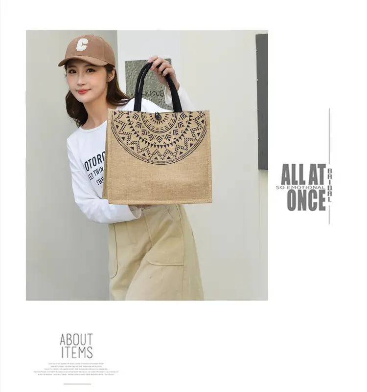Linen Tote Bag for Women with Elephant Design — feature 4